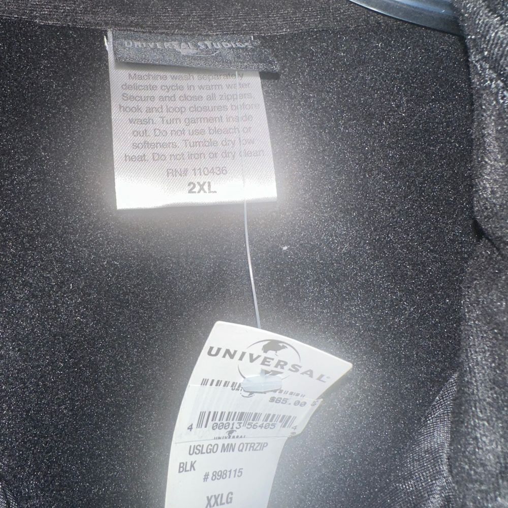Universal Studios Black Quarter-Zip Sweatshirt Mens Size XXL Zipper Pockets Soft - Picture 4 of 7